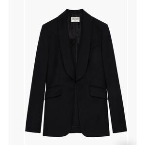 Zadig & Voltaire Black Shawl Collar Blazer Wool Blend WWBL00740 Size 40‎ US 8